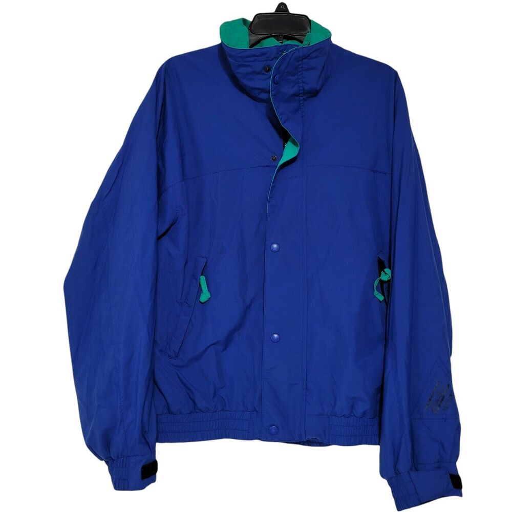 Vtg Eddie Bauer Windbreaker Jacket Mens L Blue Full Zip Ultrex Nylon Performance